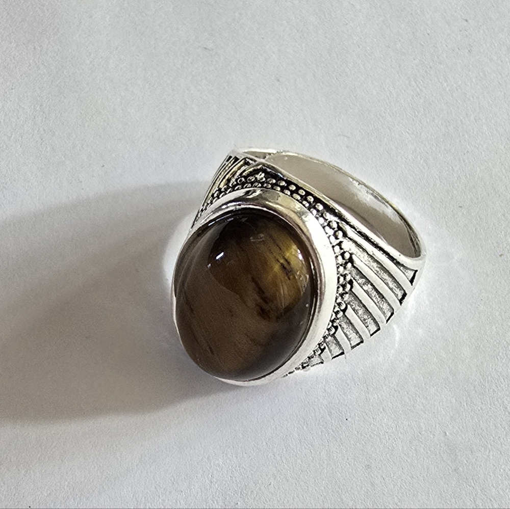 TIGEREYE MENS NEW SIZE 11 QUALITY TITANIUM SILVER CLASSIC RING - Picture 5 of 6